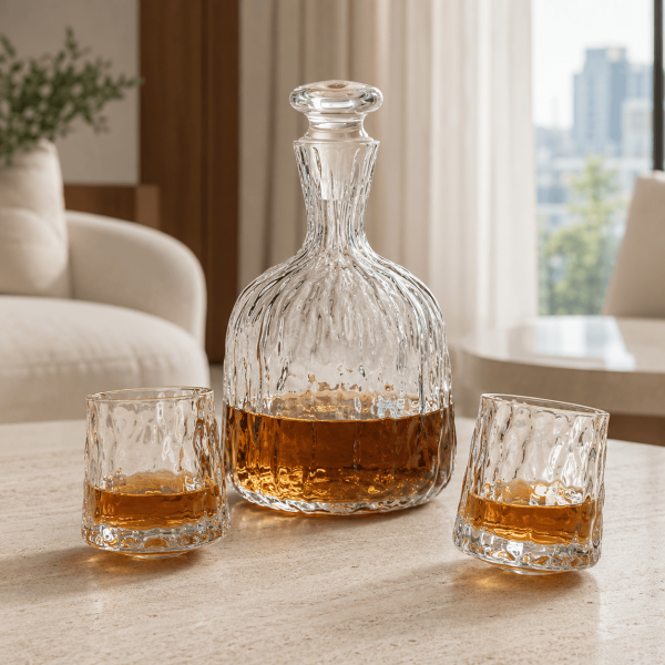 Set decantor whisky cu 2 pahare On the Rocks