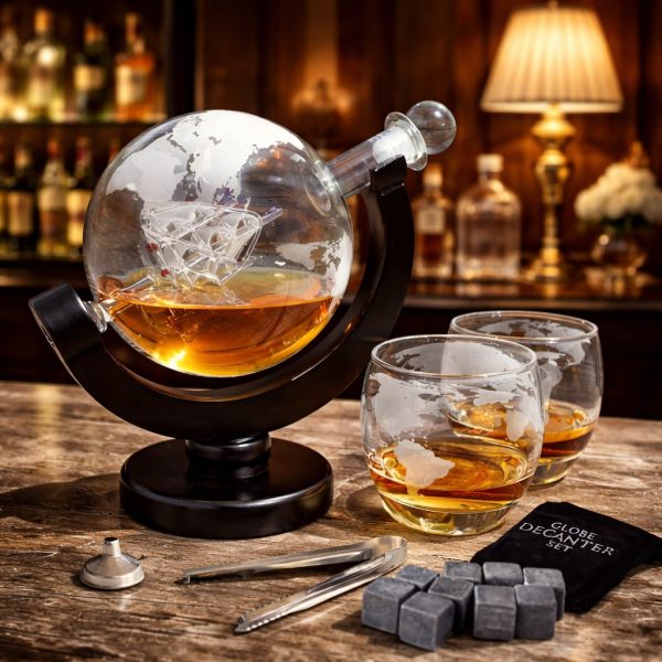 decantor glob cu 2 pahare si accesorii