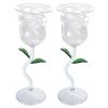 Set de 2 pahare de vin în formă de trandafir, 200 ml