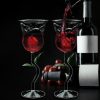 Set de 2 pahare de vin în formă de trandafir, 200 ml